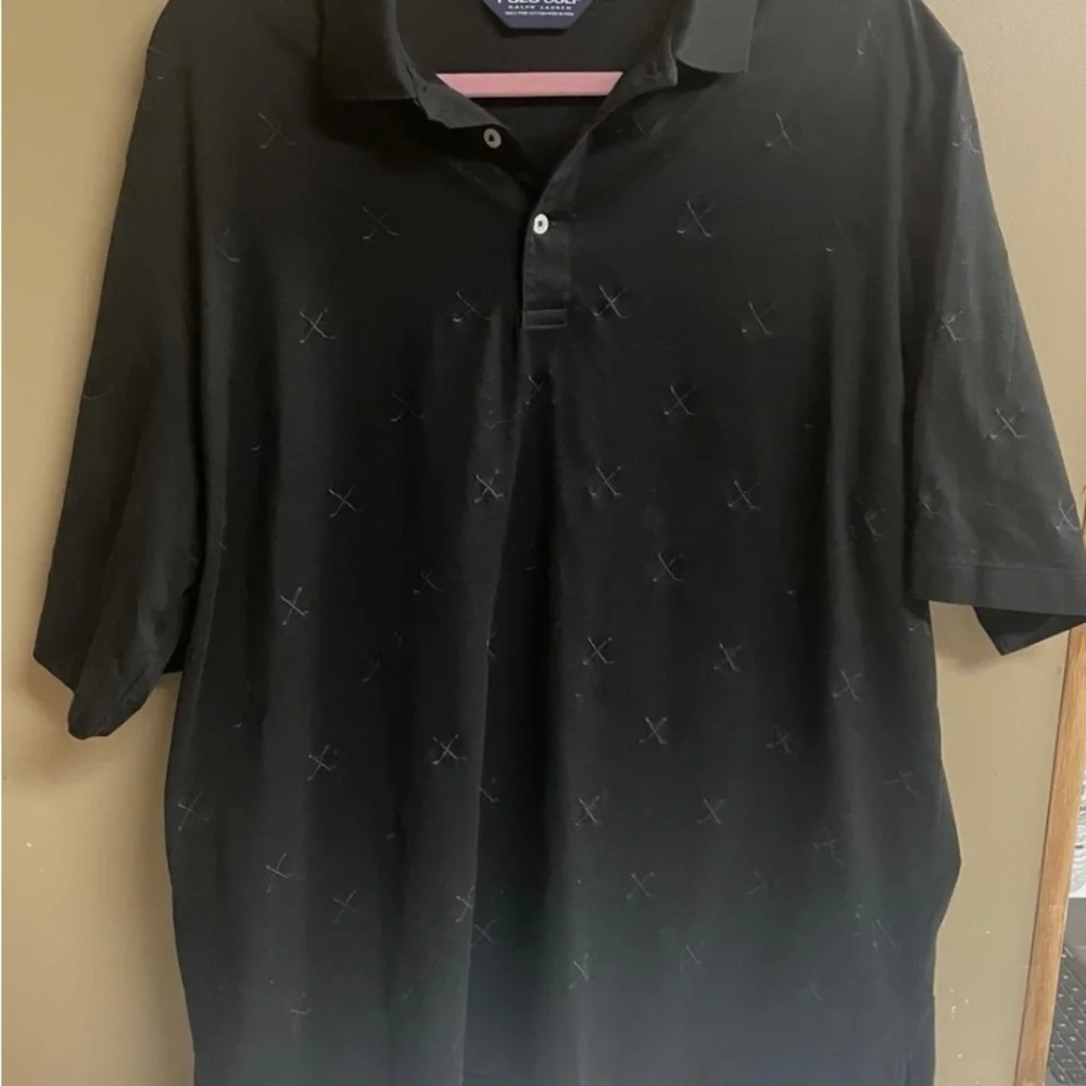 Ralph Lauren Black Polo with Subtle Pattern Golf Shirt